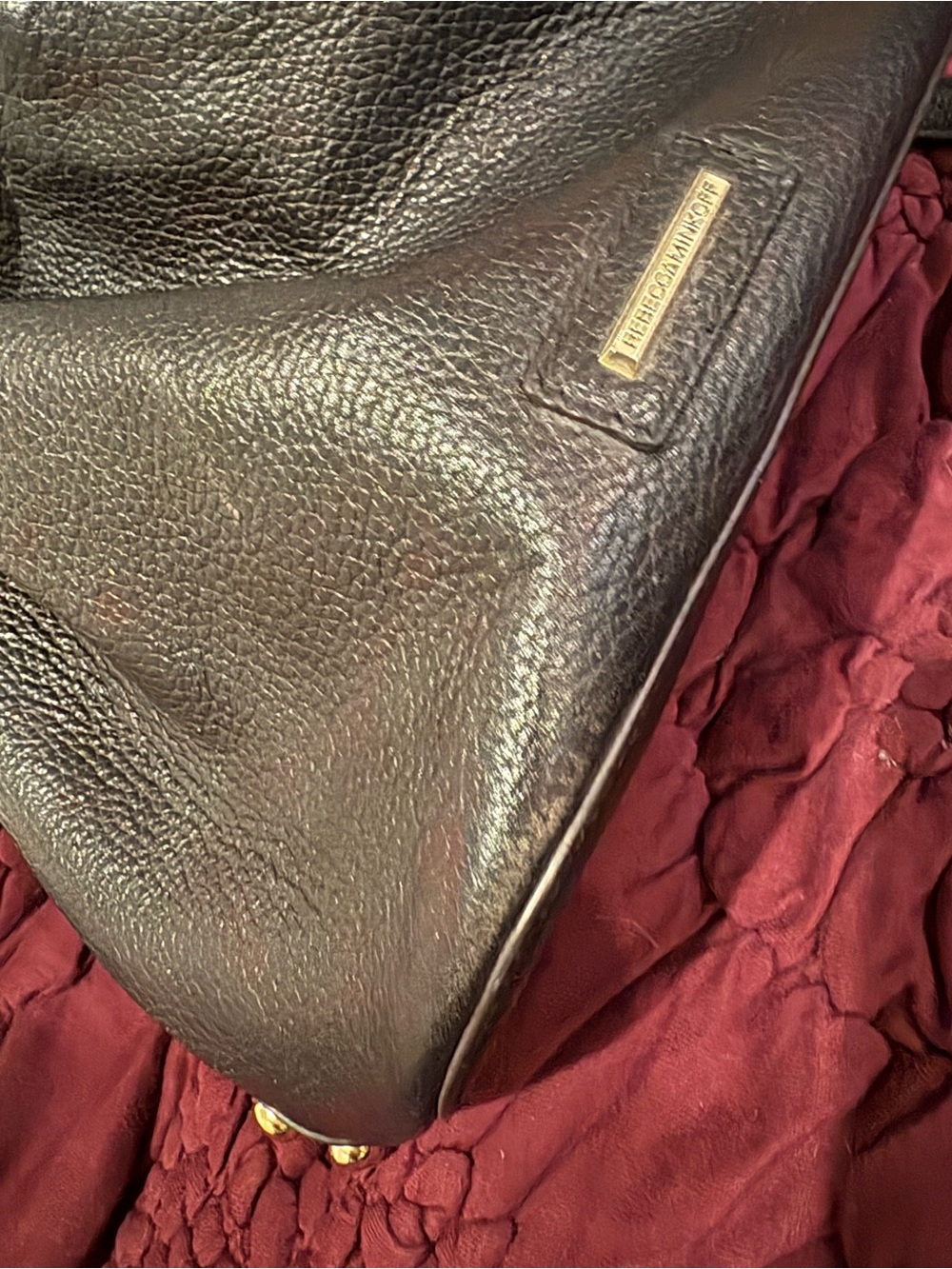 Rebecca Minkoff Black Leather Drawstring Bucket Bag with Gold Stud Detail - Picture 4 of 5